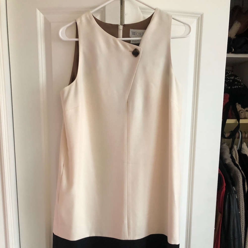 Silk Ivory and Black Sheath Cocktail Dress